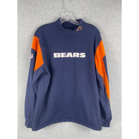 Reebok RBK Chicago Bears Shirt Mens M Blue Long Sleeve Mock Neck Stitched NFL - Picture 1 of 10